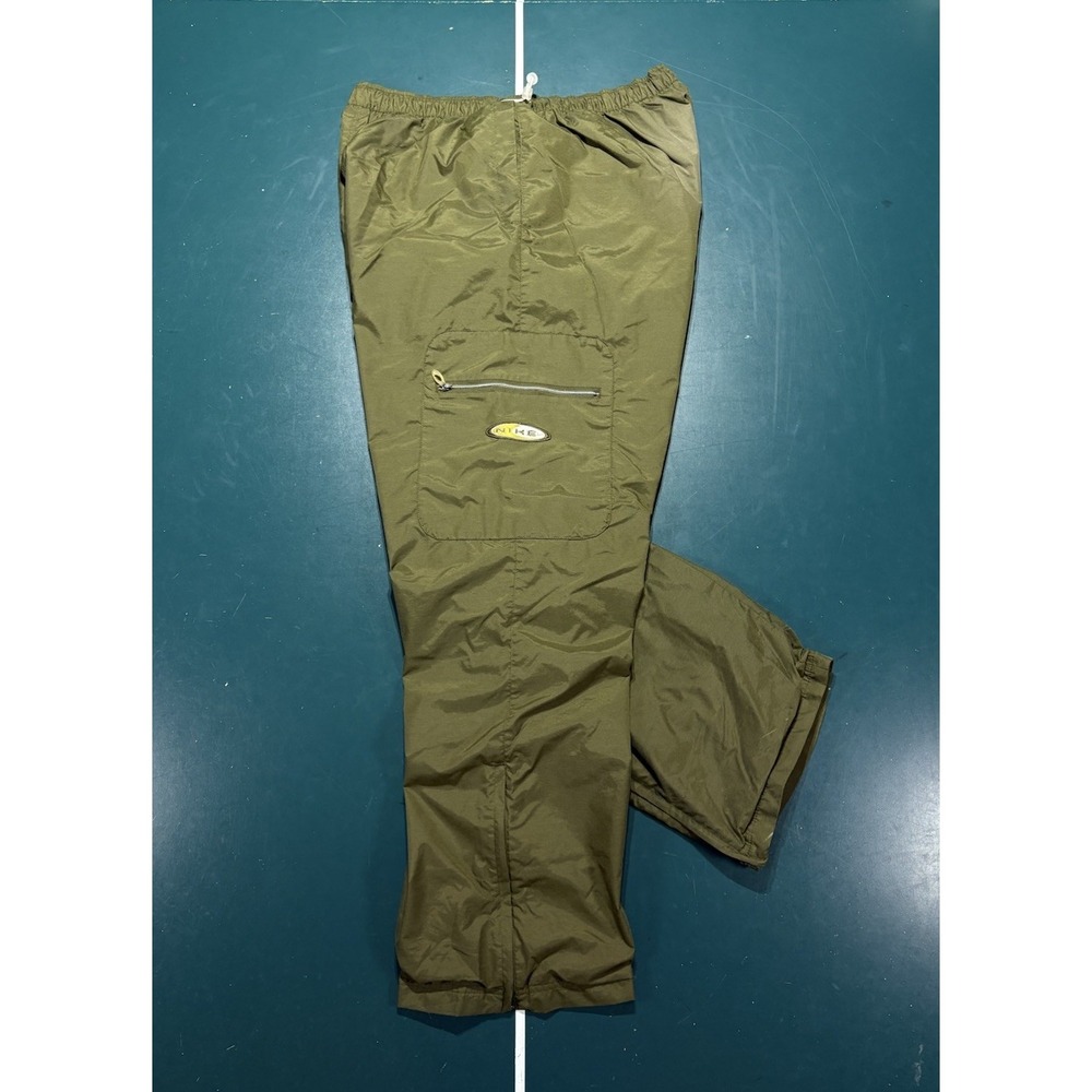 Vintage Y2K Nike Track Pants Men XL Olive Green Baggy Wide Leg Cargo Pocket Rare